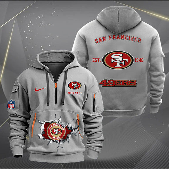 San Francisco 49ers New Personalized Quarter Zip Hoodie Limited Edition AZBTQZH000130