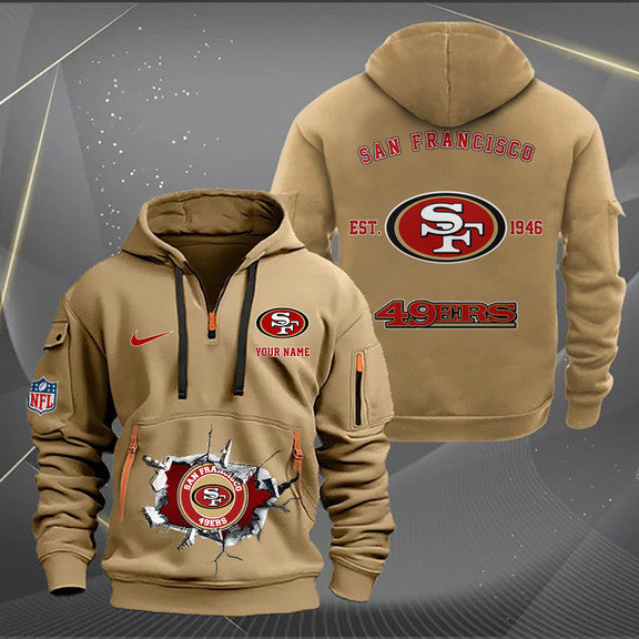 San Francisco 49ers New Personalized Quarter Zip Hoodie Limited Edition AZBTQZH000130