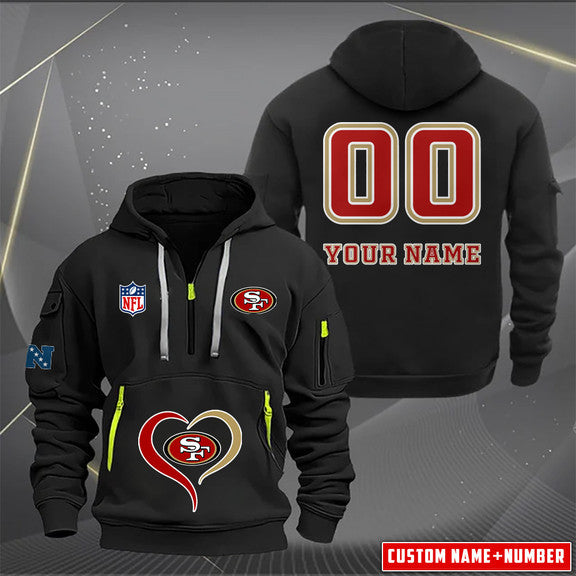 San Francisco 49ers New Personalized Quarter Zip Hoodie Limited Edition AZBTQZH000142