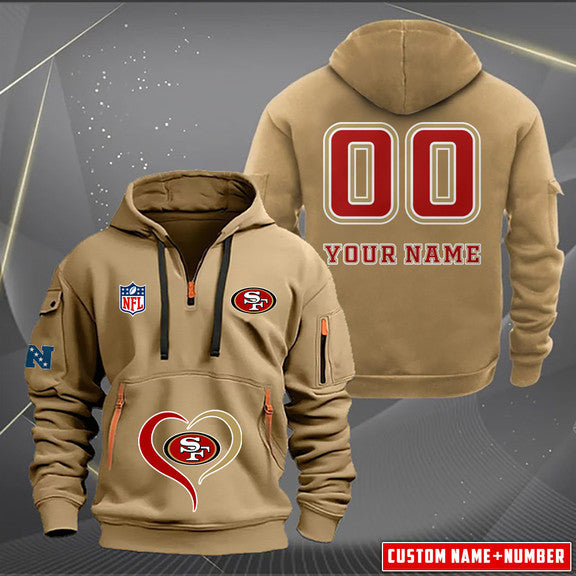 San Francisco 49ers New Personalized Quarter Zip Hoodie Limited Edition AZBTQZH000142