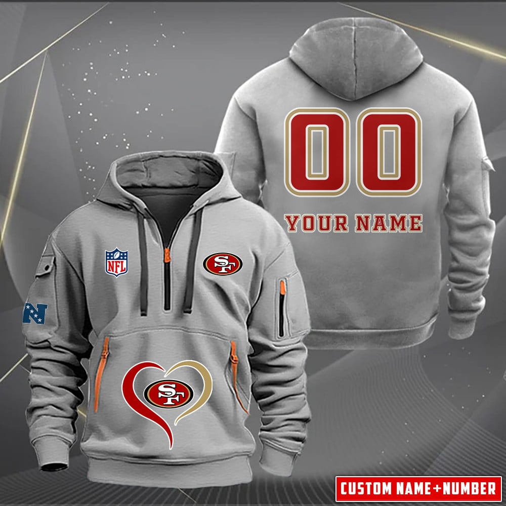 San Francisco 49ers New Personalized Quarter Zip Hoodie Limited Edition AZBTQZH000142