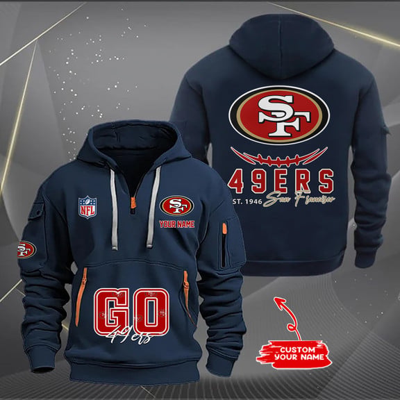 San Francisco 49ers New Personalized Quarter Zip Hoodie Limited Edition AZBTQZH000151