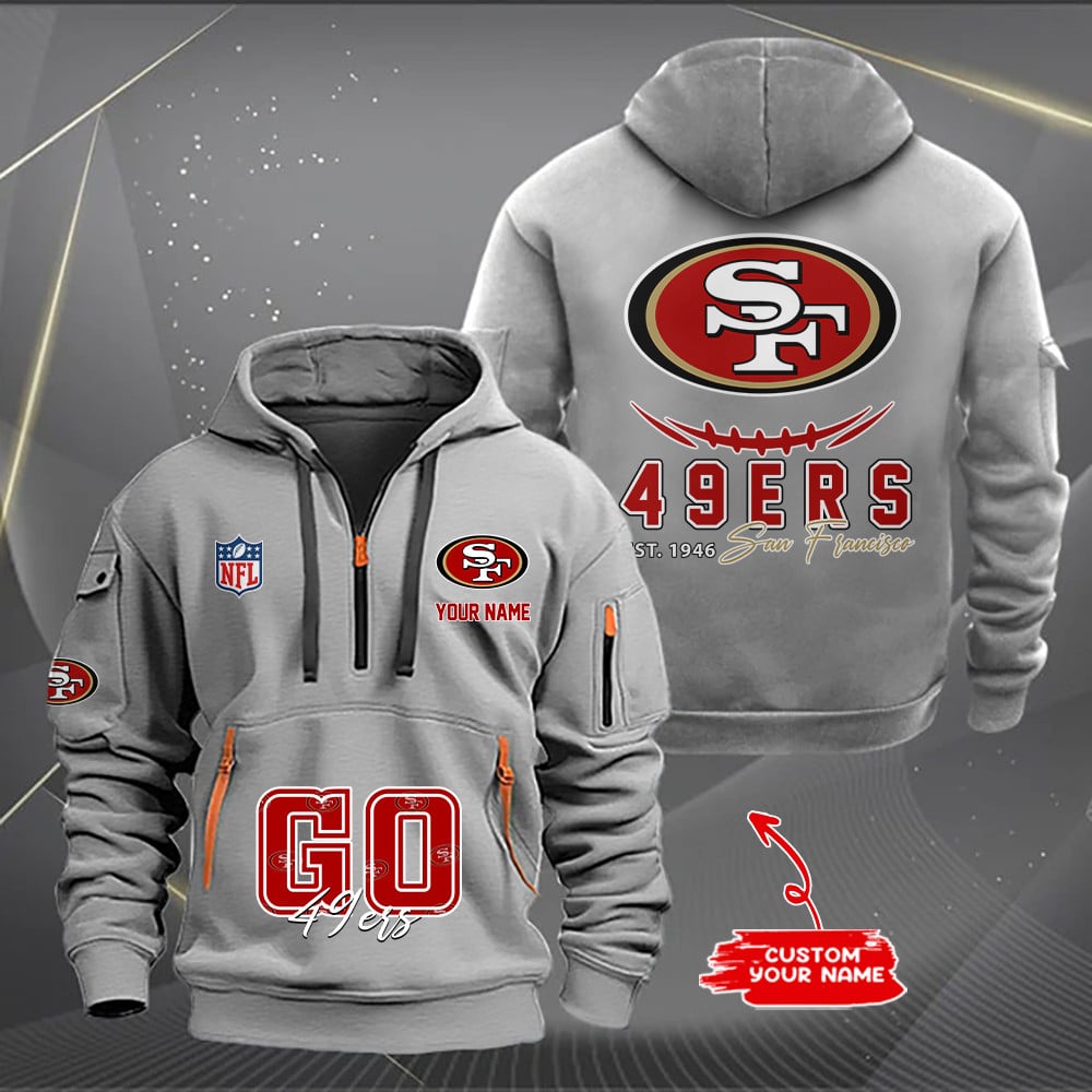 San Francisco 49ers New Personalized Quarter Zip Hoodie Limited Edition AZBTQZH000151