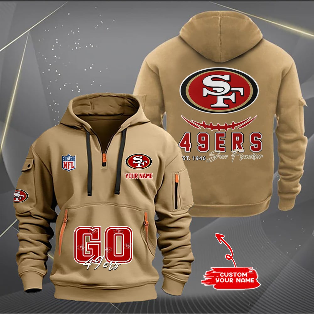 San Francisco 49ers New Personalized Quarter Zip Hoodie Limited Edition AZBTQZH000151
