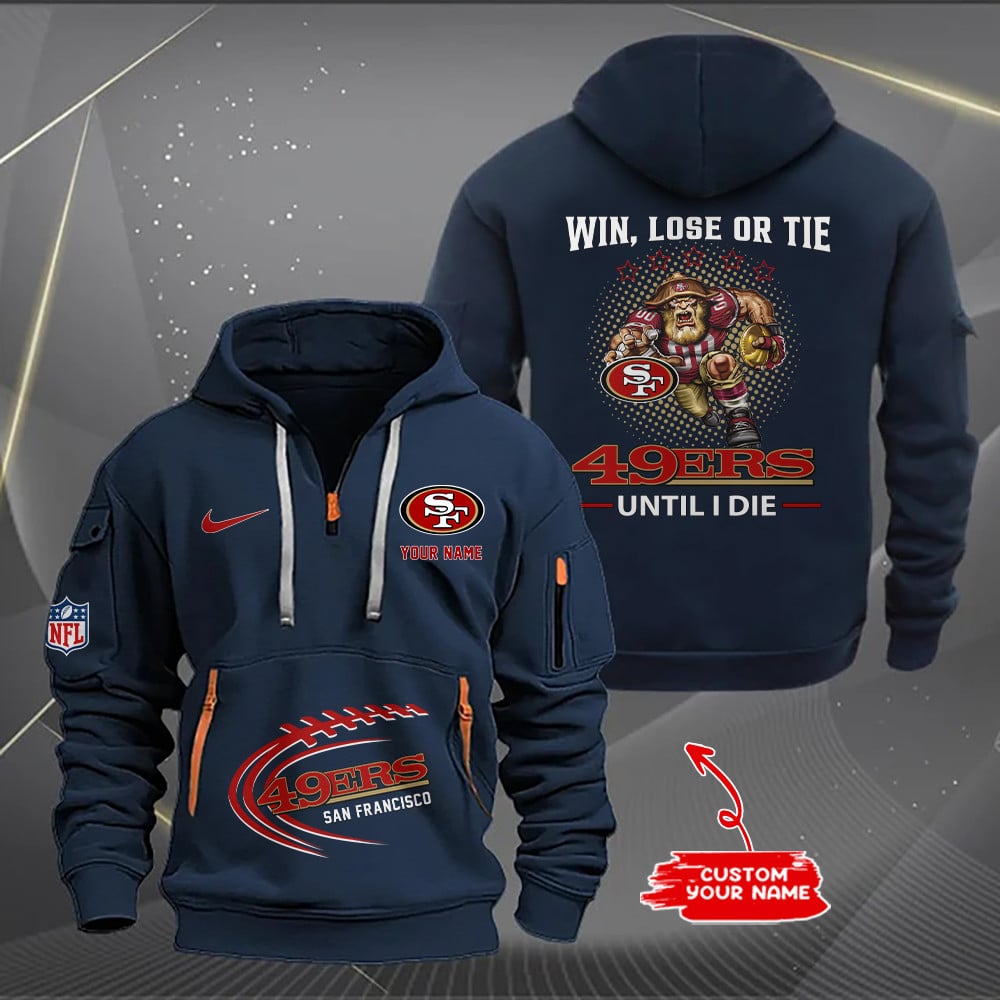 San Francisco 49ers New Personalized Quarter Zip Hoodie Limited Edition AZBTQZH000167