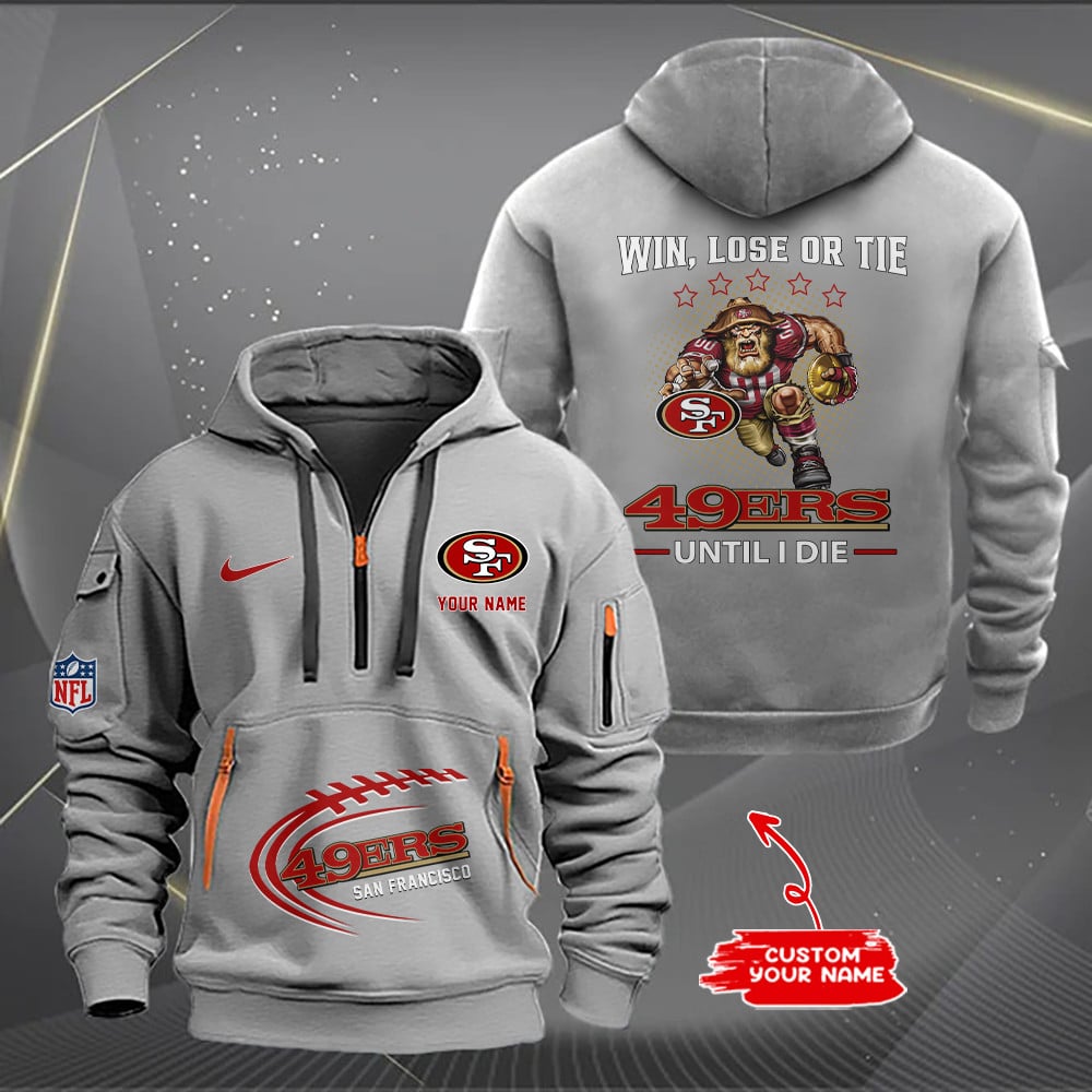 San Francisco 49ers New Personalized Quarter Zip Hoodie Limited Edition AZBTQZH000167