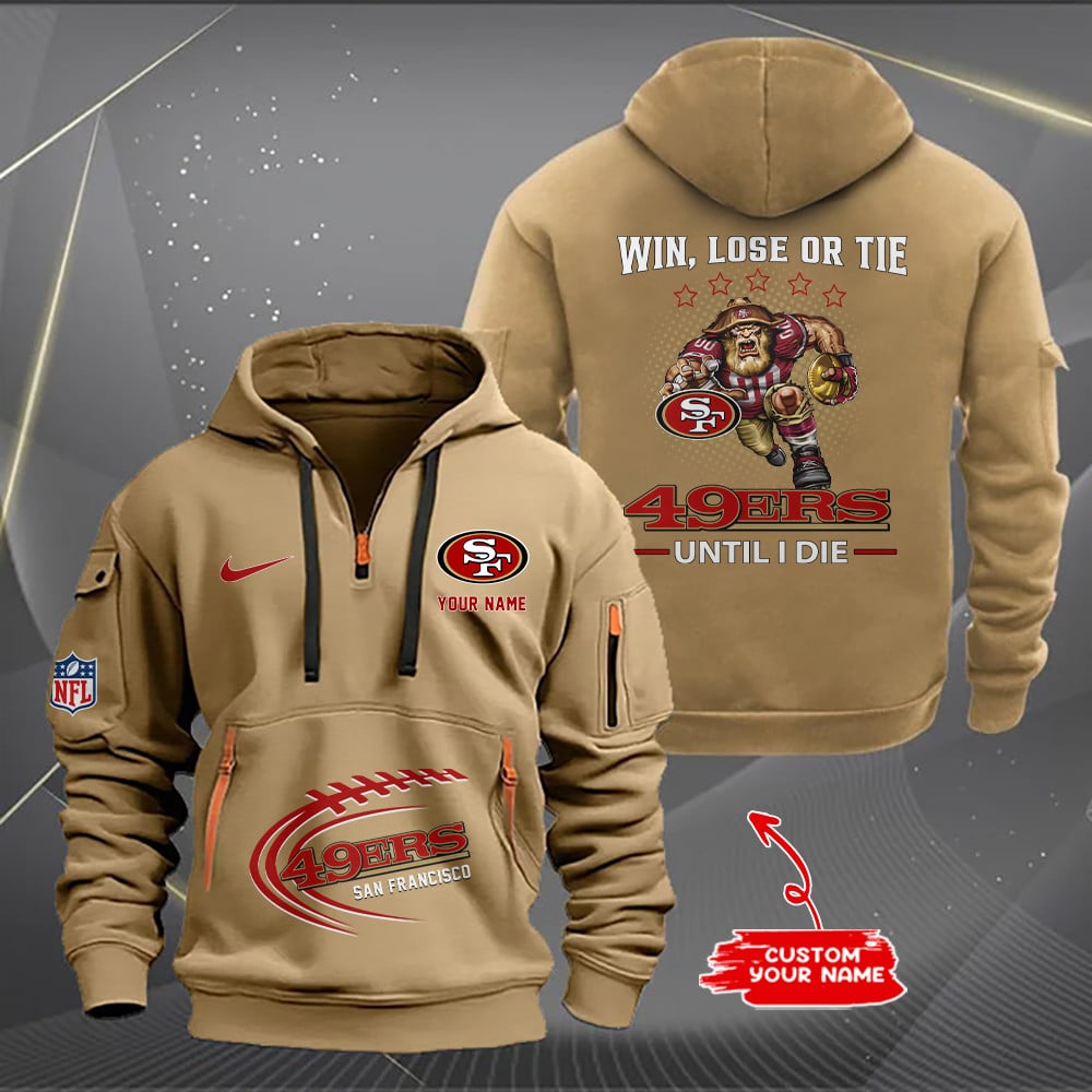 San Francisco 49ers New Personalized Quarter Zip Hoodie Limited Edition AZBTQZH000167