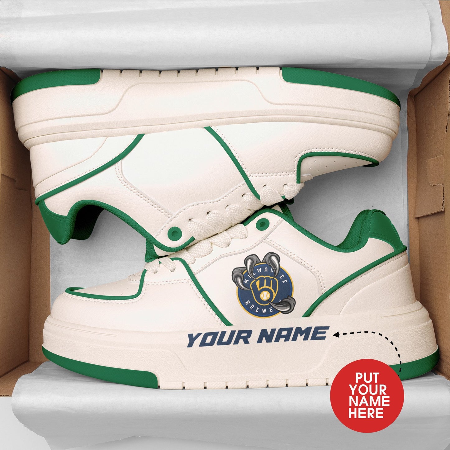 Milwaukee Brewers Personalized MLB Sneakers 038