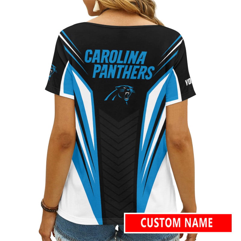 Carolina Panthers Personalized V-neck Women T-shirt AGCWTS521