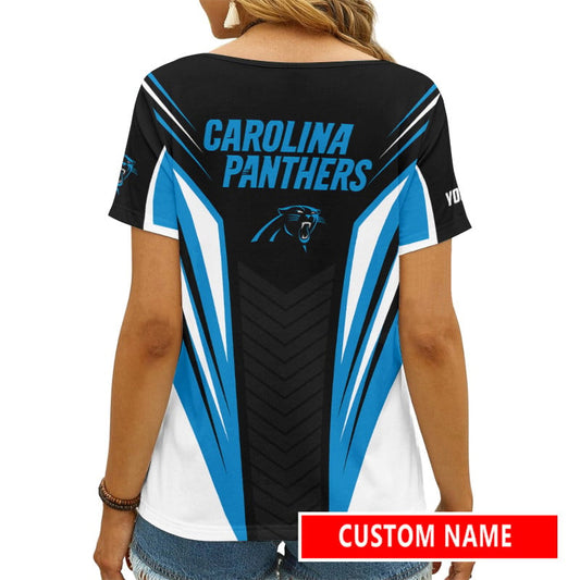Carolina Panthers Personalized V-neck Women T-shirt AGCWTS521