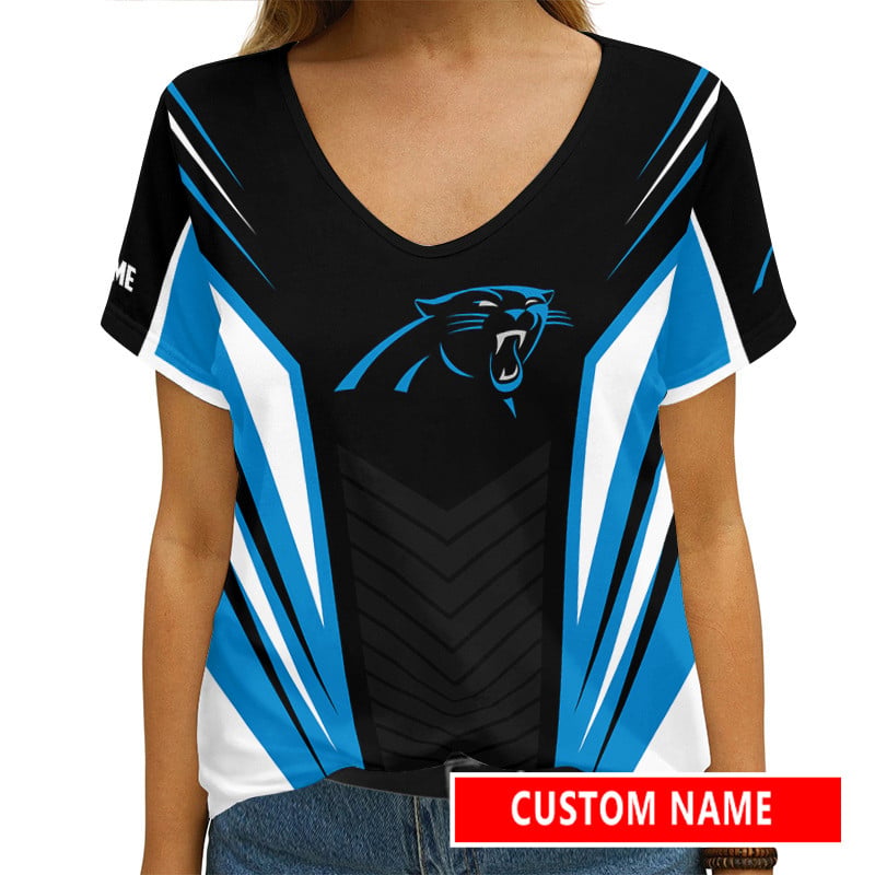 Carolina Panthers Personalized V-neck Women T-shirt AGCWTS521