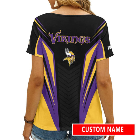 Minnesota Vikings Personalized V-neck Women T-shirt AGCWTS526