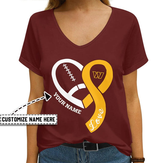 Washington Commanders Personalized V-neck Women T-shirt AGCWTS533