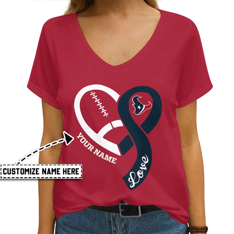 Houston Texans Personalized V-neck Women T-shirt AGCWTS528
