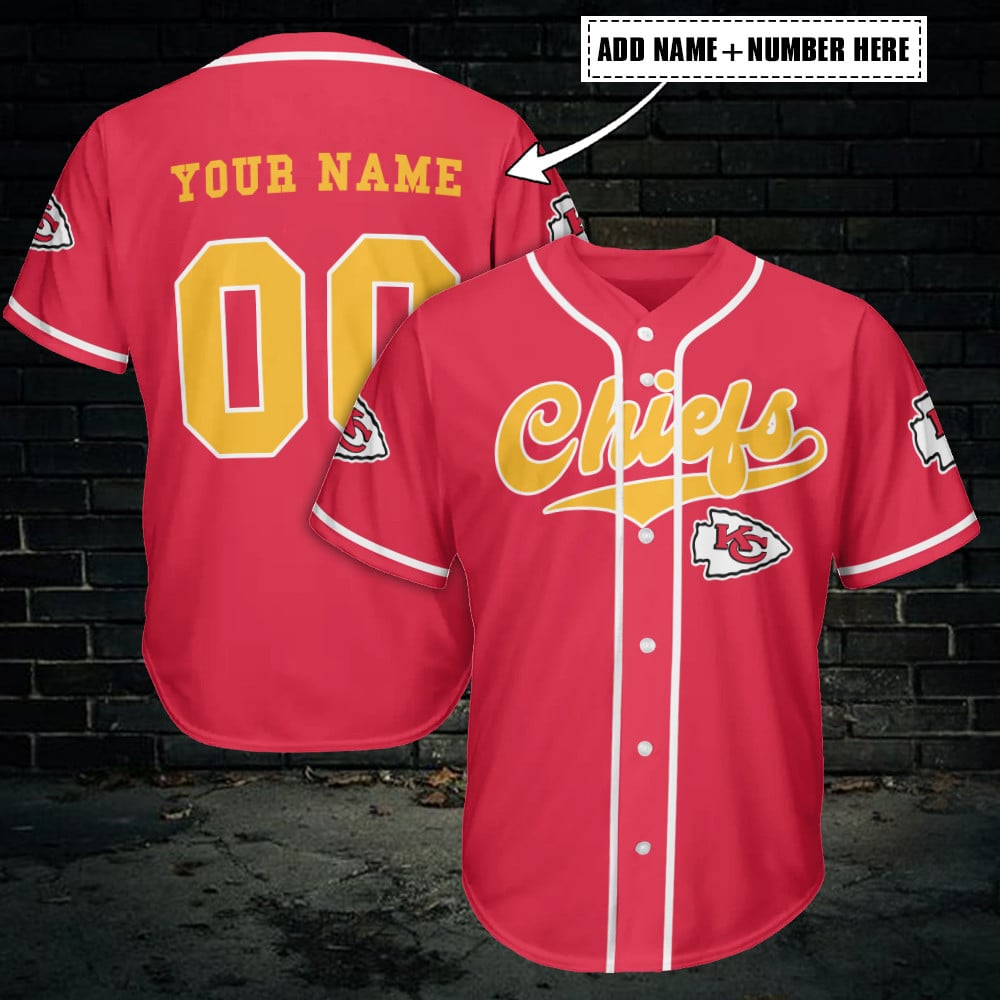 Kansas City Chiefs Personalized Baseball Jersey AZCBJS305