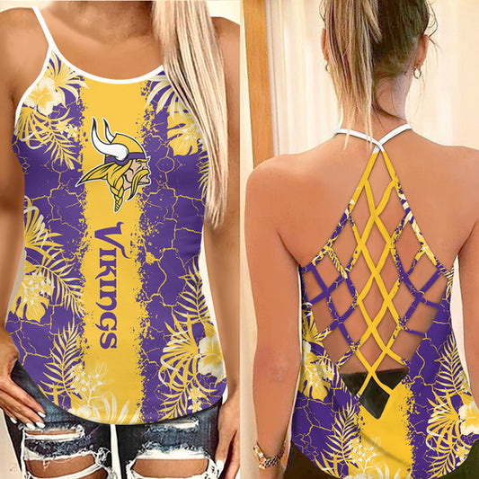 Minnesota Vikings Criss Cross Tank Top BGCCTANK139