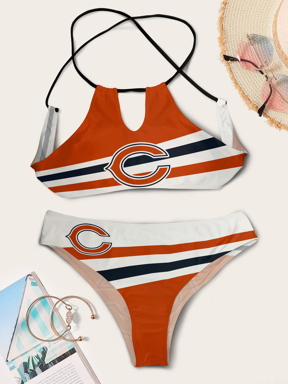 Chicago Bears Women’s Cami Keyhole One-piece Swimsuit BG85