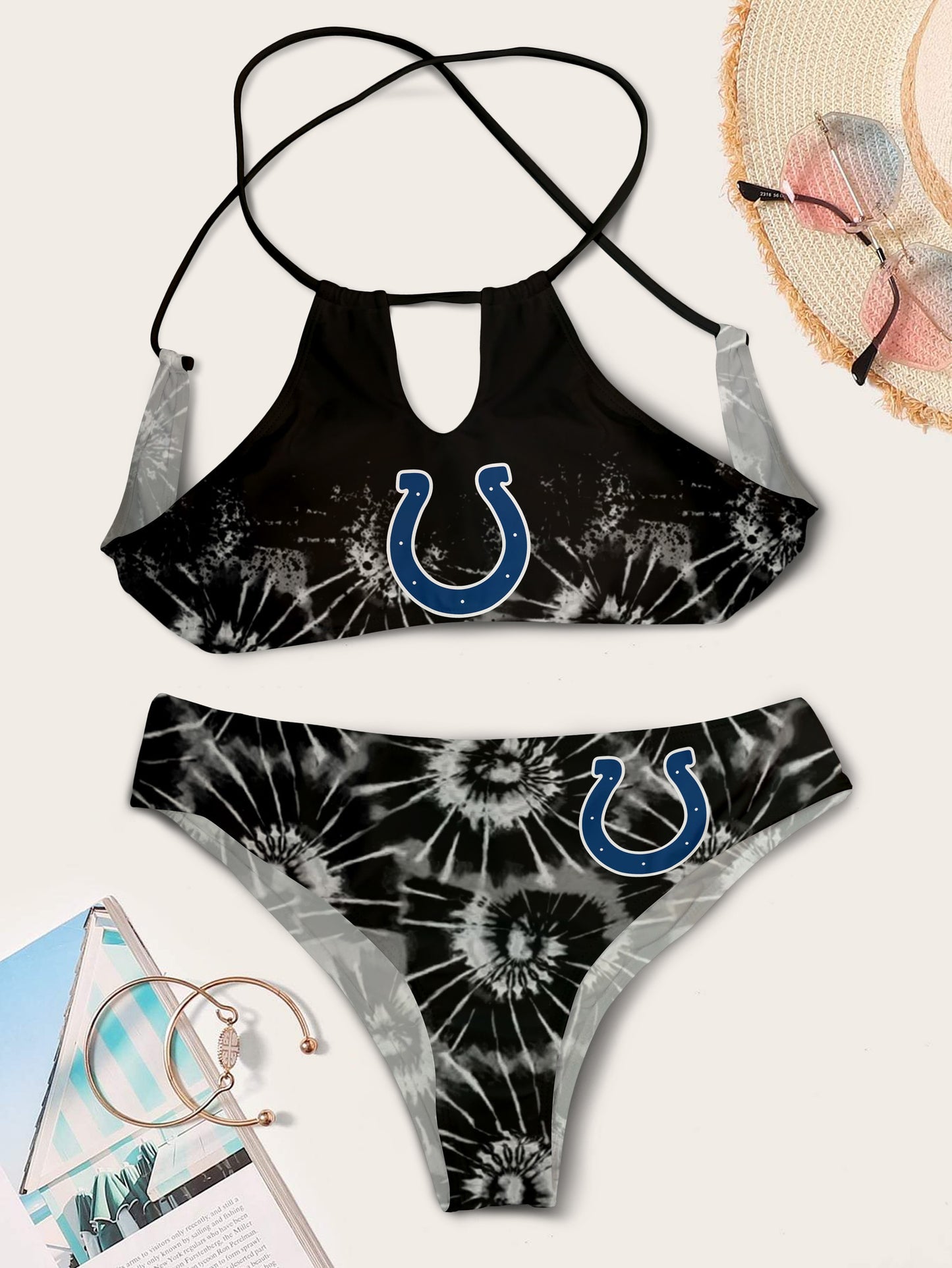 Indianapolis Colts Women’s Cami Keyhole One-piece Swimsuit BG88