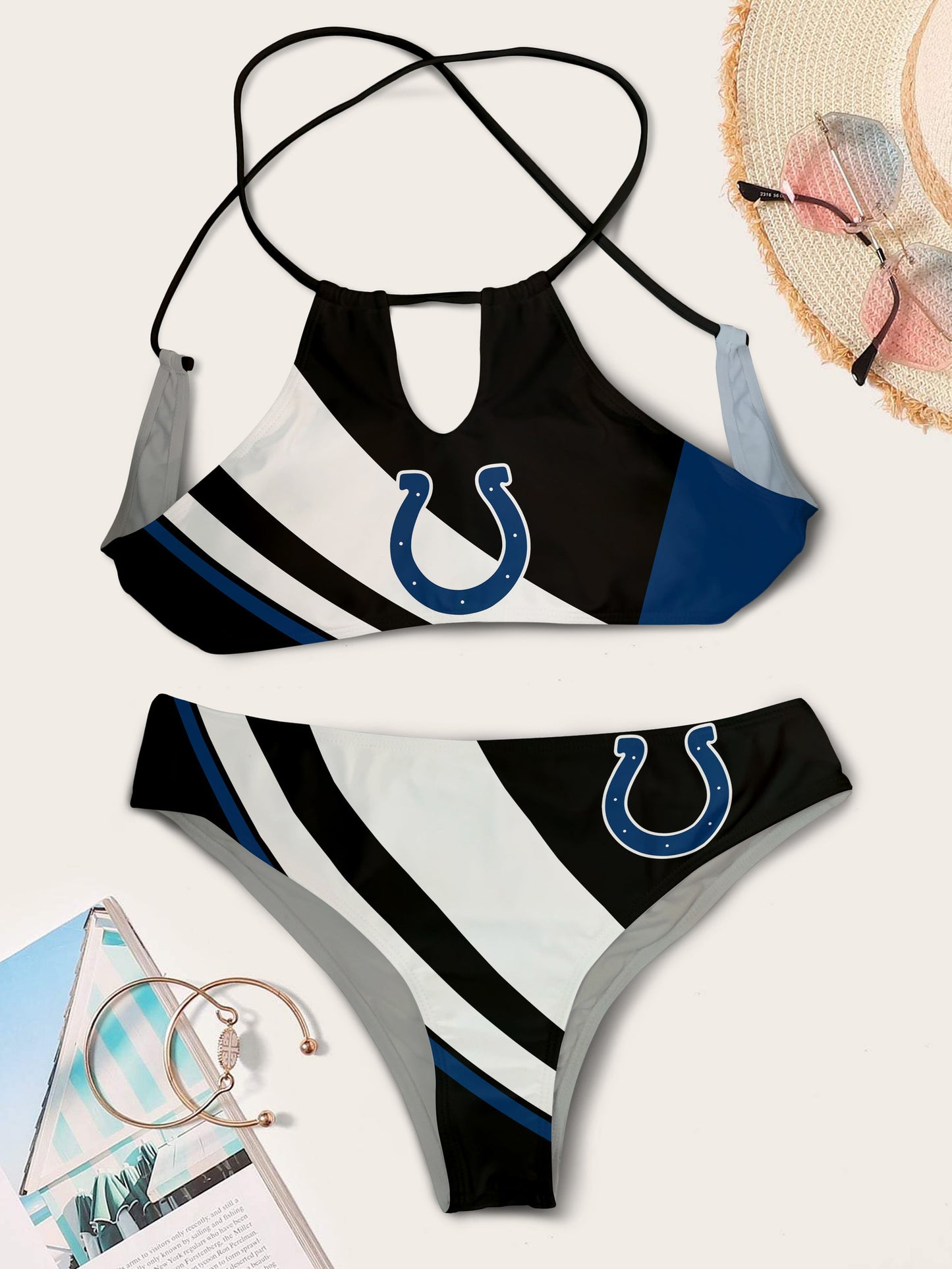 Indianapolis Colts Women’s Cami Keyhole One-piece Swimsuit BGCMSS095