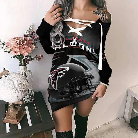Atlanta Falcons Personalized Lace-Up Sweatshirt BGLU086