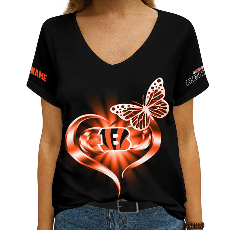 Cincinnati Bengals Personalized V-neck Women T-shirt AGCWTS553