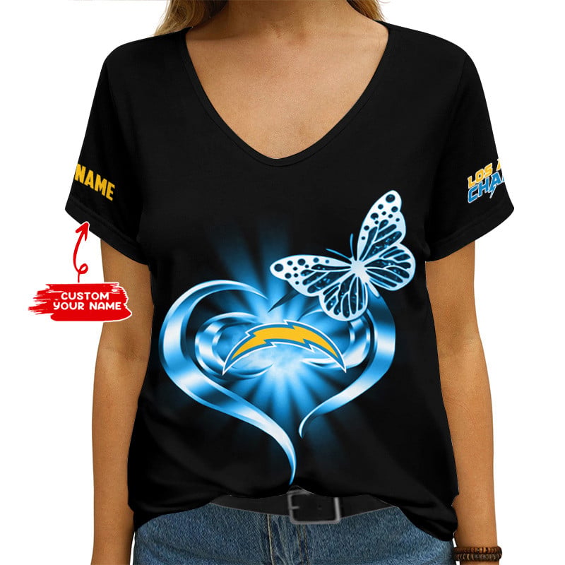 Los Angeles Chargers Personalized V-neck Women T-shirt AGCWTS551