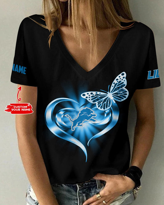 Detroit Lions Personalized V-neck Women T-shirt AGCWTS550