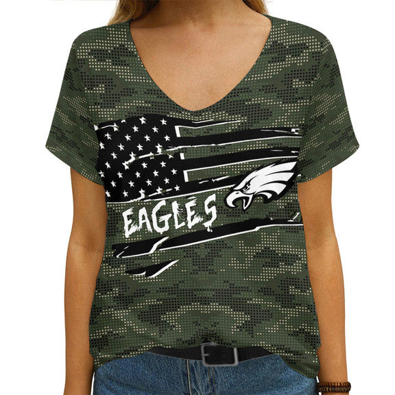 Philadelphia Eagles V-neck Women T-shirt AGCWTS570