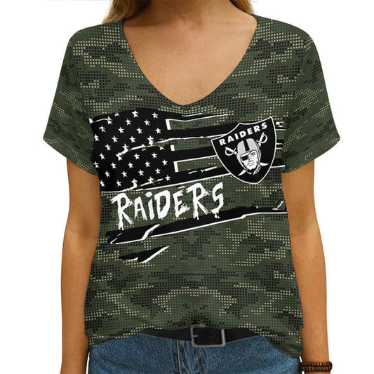Las Vegas Raiders V-neck Women T-shirt AGCWTS567