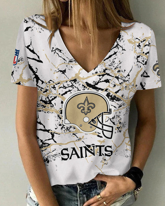 New Orleans Saints Personalized V-neck Women T-shirt AGCWTS565