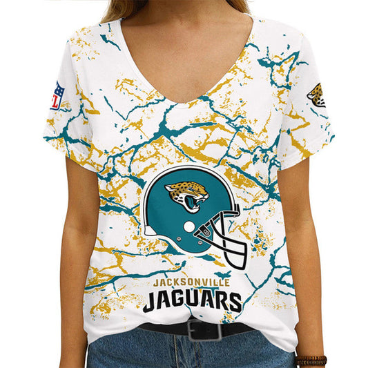 Jacksonville Jaguars Personalized V-neck Women T-shirt AGCWTS564