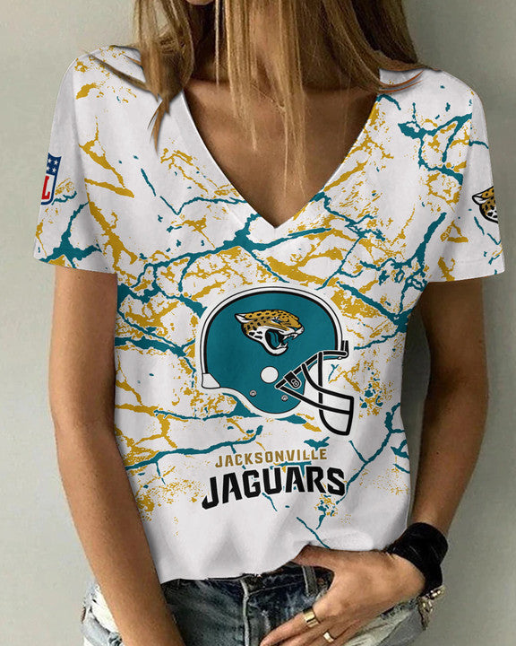Jacksonville Jaguars Personalized V-neck Women T-shirt AGCWTS564