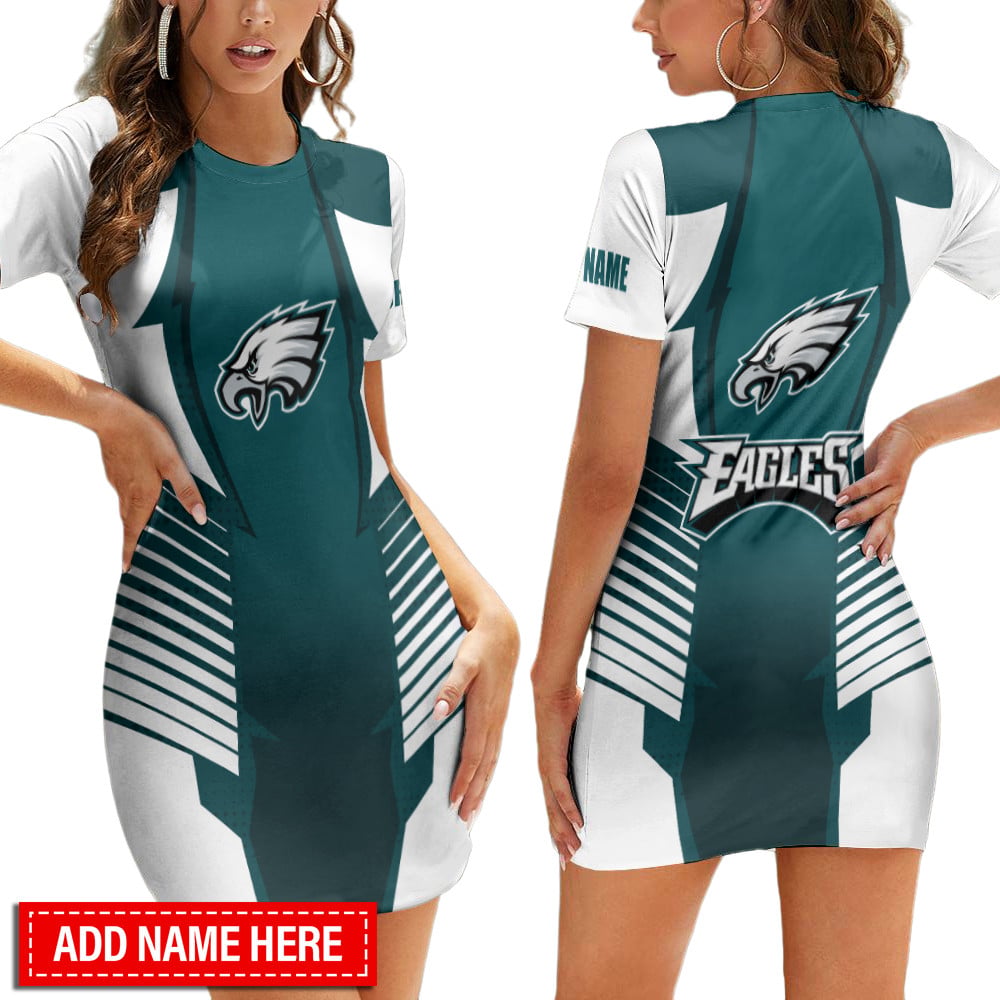 Philadelphia Eagles Personalized Short Sleeve Bodycon Mini Dress BGCSD456