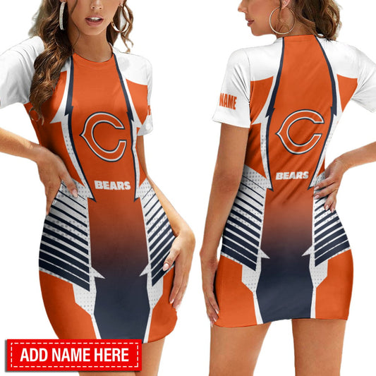 Chicago Bears Personalized Short Sleeve Bodycon Mini Dress BGCSD455