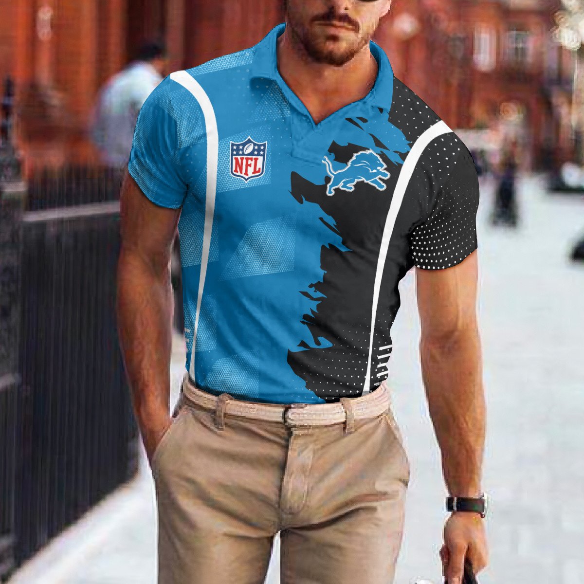 Detroit Lions Polo T-shirt BGPLS098