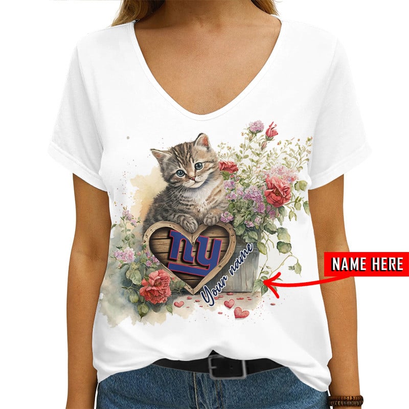 New York Giants Personalized V-neck Women T-shirt AGCWTS575