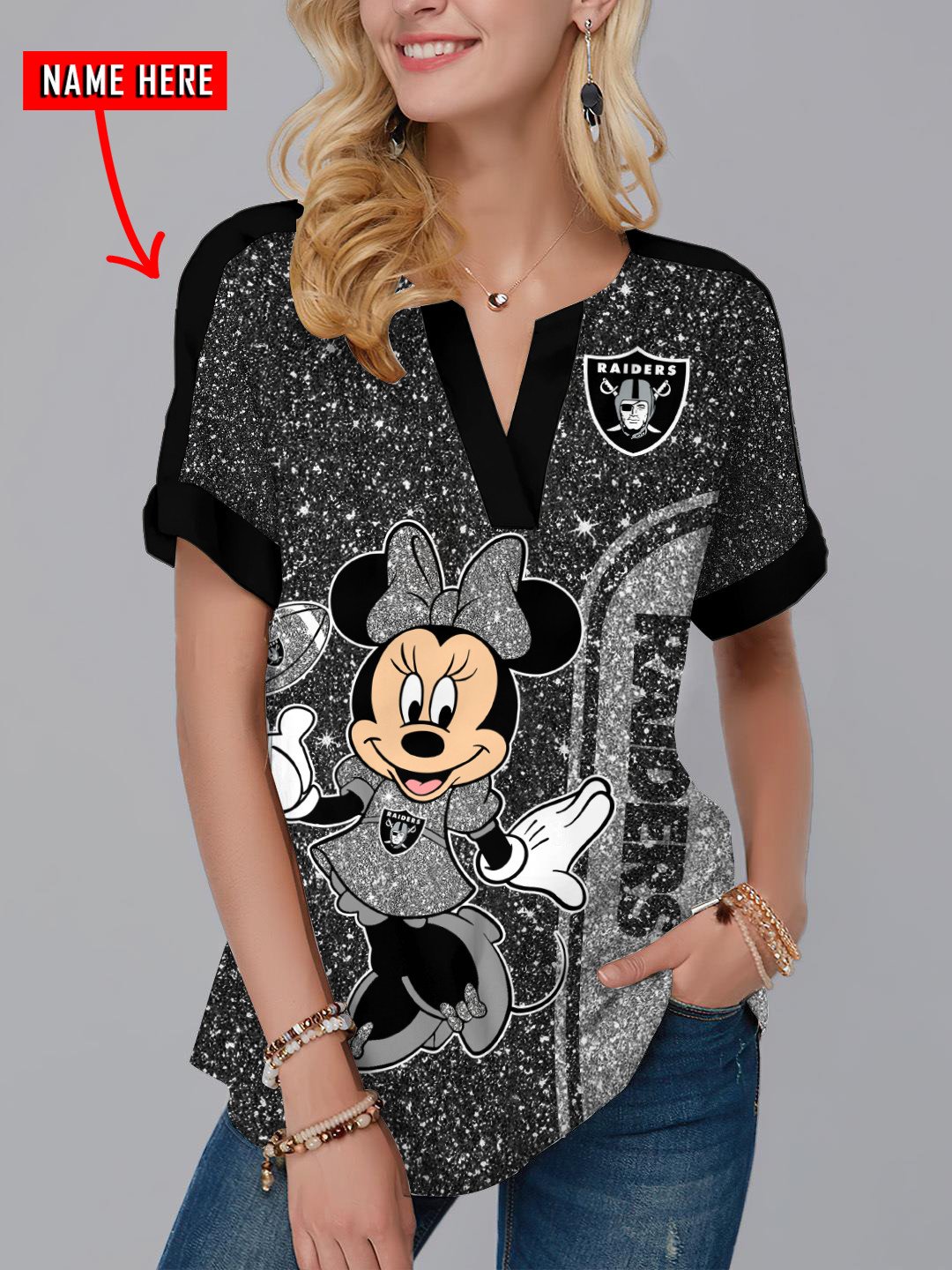 Las Vegas Raiders Personalized Fashion Short Sleeve V-Neck Shirt AZSSV070