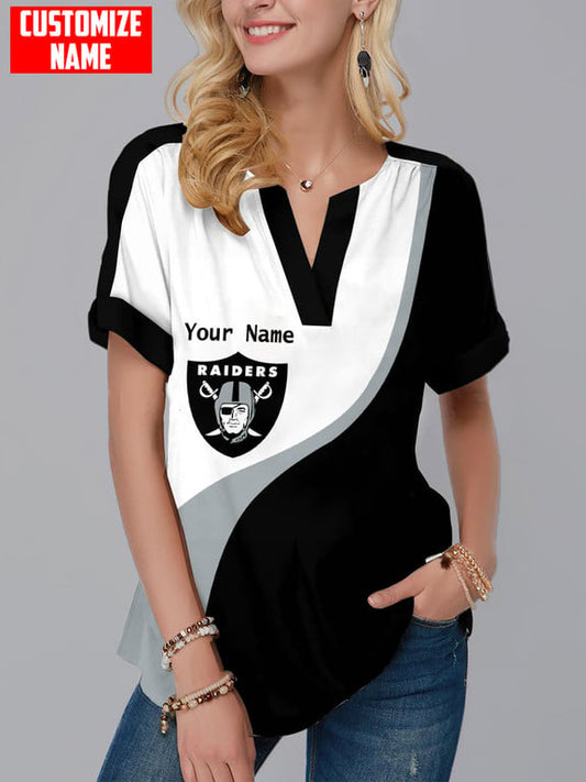 Las Vegas Raiders Personalized Fashion Short Sleeve V-Neck Shirt AZSSV085