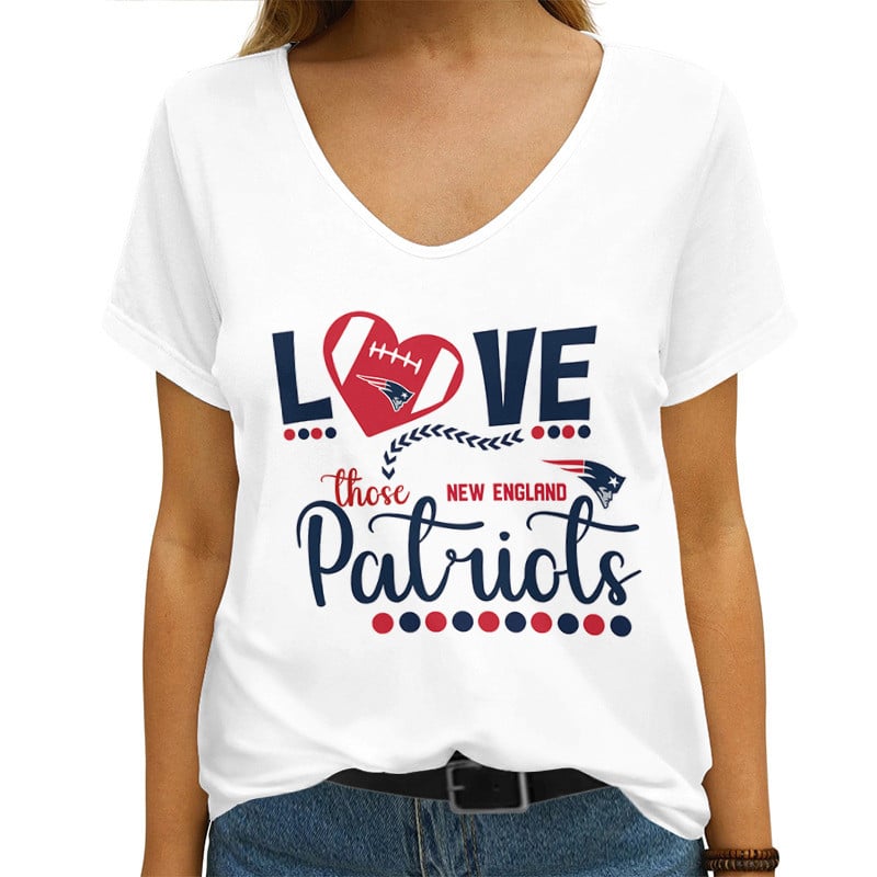 New England Patriots V-neck Women T-shirt AGCWTS595