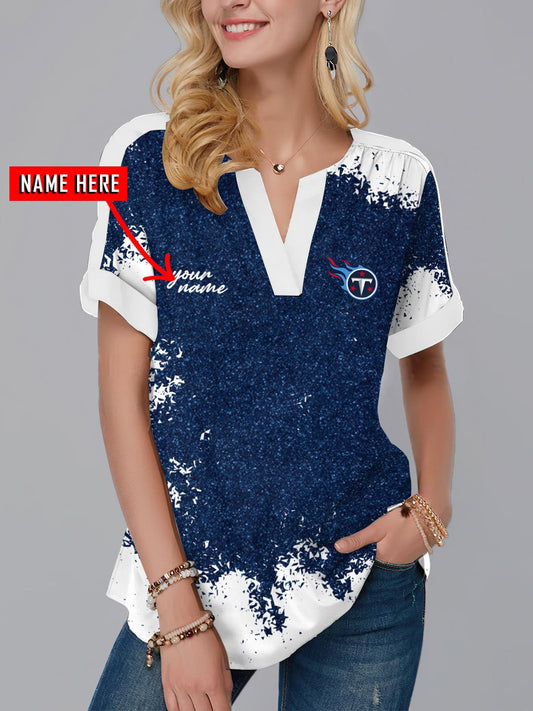 Tennessee Titans Personalized Fashion Short Sleeve V-Neck Shirt AZSSV111