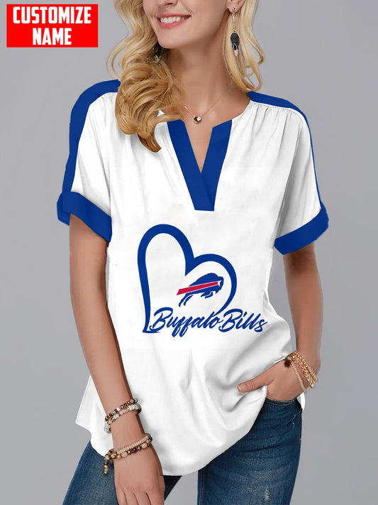 Buffalo Bills Personalized Fashion Short Sleeve V-Neck Shirt AZSSV132