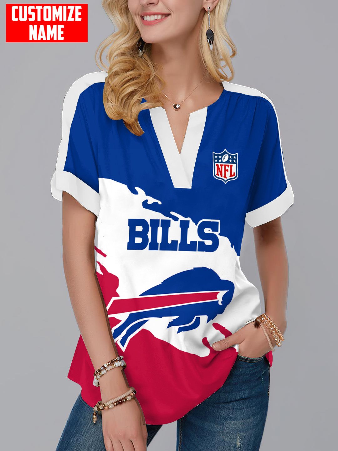 Buffalo Bills Personalized Fashion Short Sleeve V-Neck Shirt AZSSV159