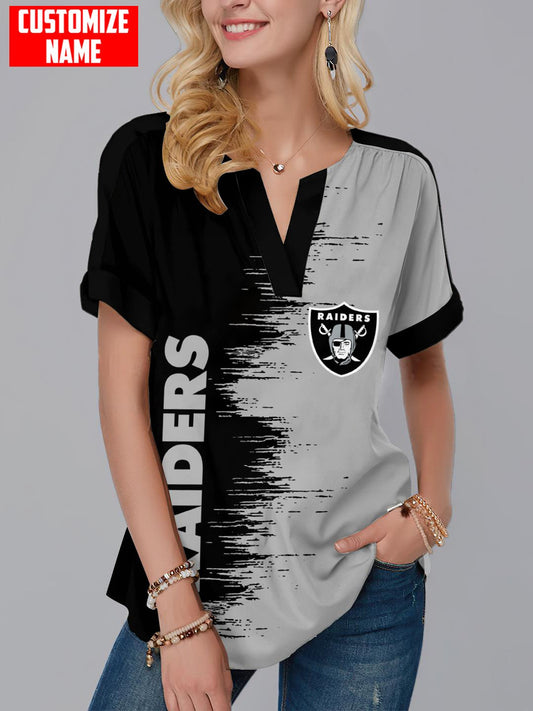 Las Vegas Raiders Personalized Fashion Short Sleeve V-Neck Shirt AZSSV139
