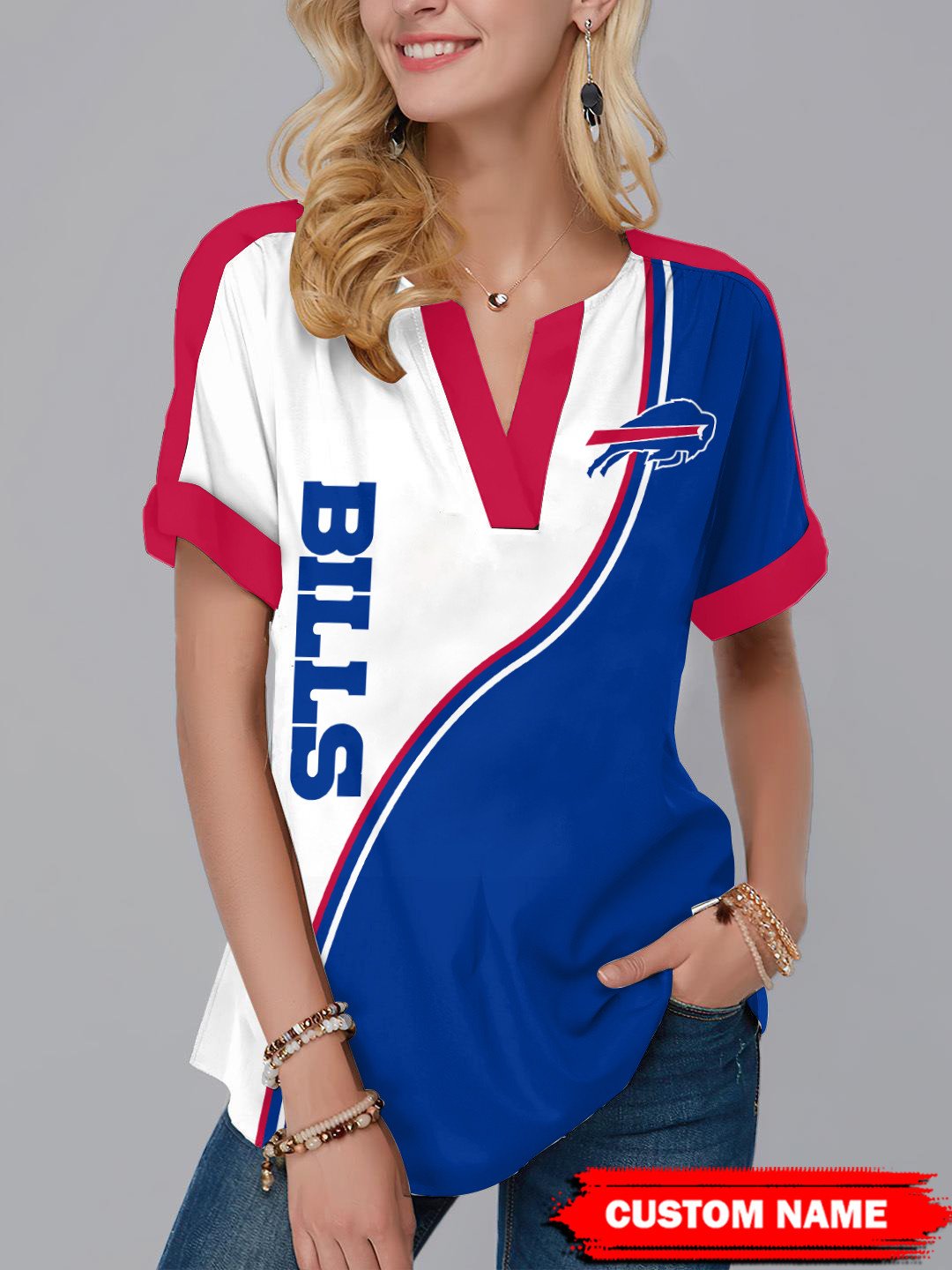 Buffalo Bills Personalized Fashion Short Sleeve V-Neck Shirt AZSSV227