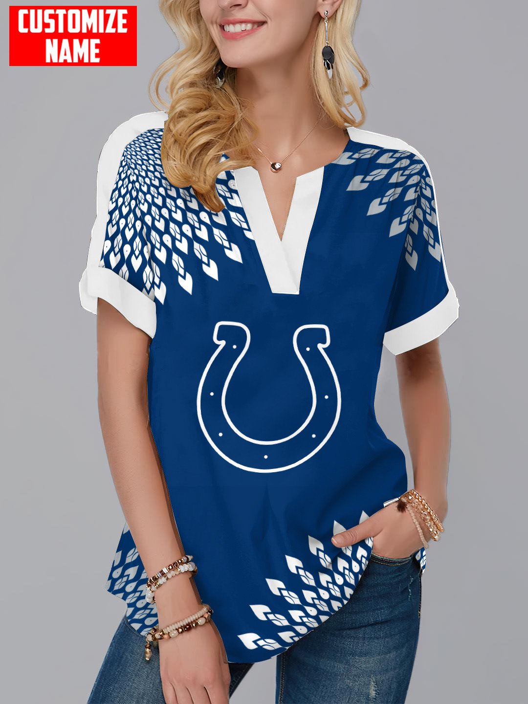 Indianapolis Colts Personalized Fashion Short Sleeve V-Neck Shirt AZSSV183