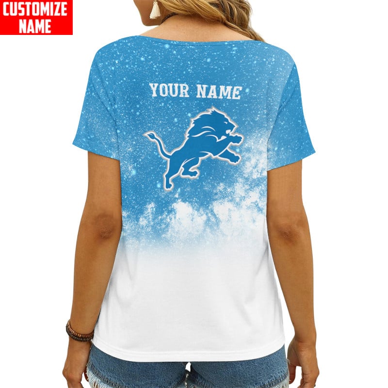 Detroit Lions Personalized V-neck Women T-shirt AGCWTS607