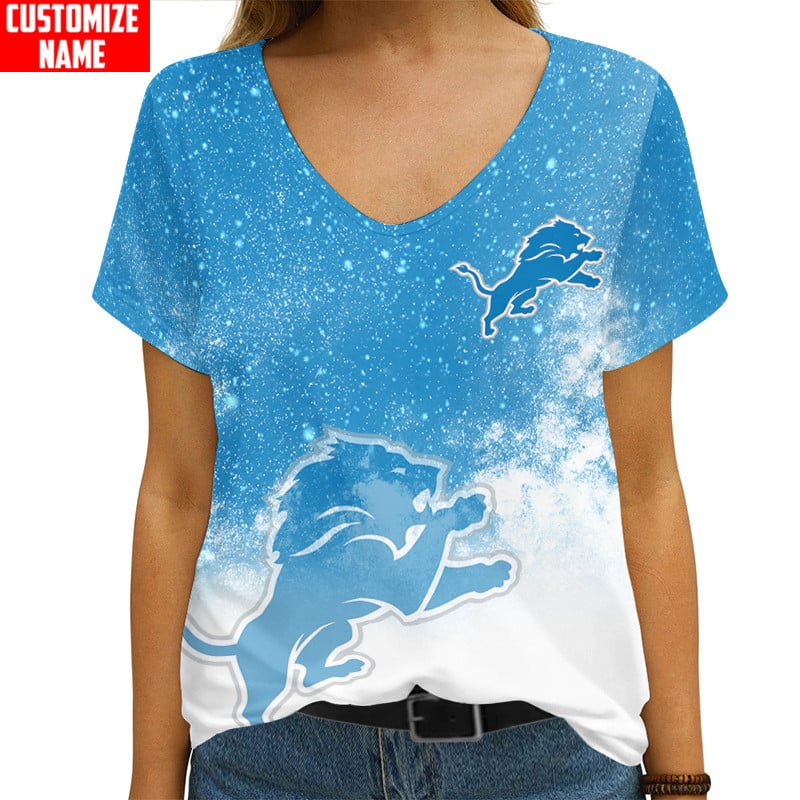 Detroit Lions Personalized V-neck Women T-shirt AGCWTS607