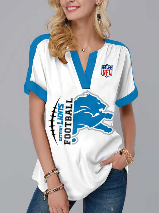 Detroit Lions Fashion Short Sleeve V-Neck Shirt AZSSV210