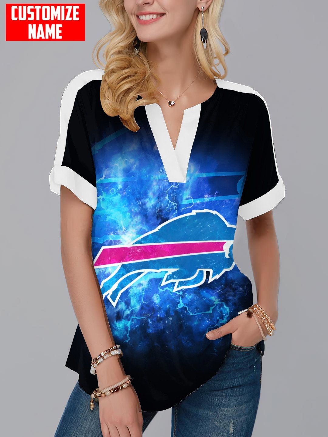 Buffalo Bills Personalized Fashion Short Sleeve V-Neck Shirt AZSSV208