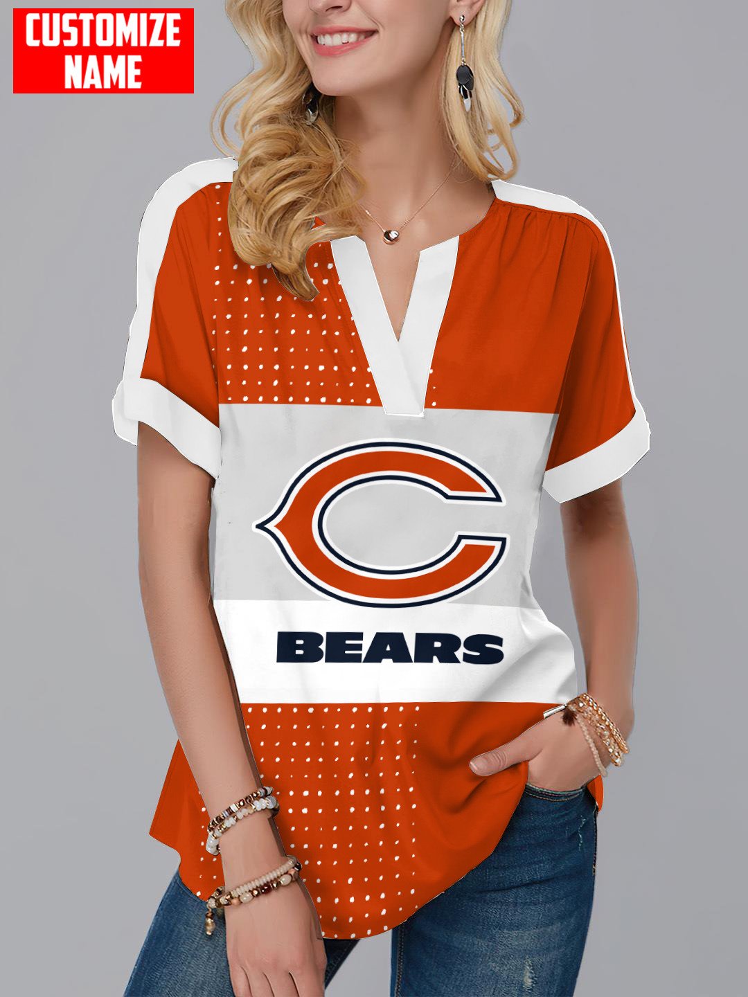 New York Giants Fashion Short Sleeve V-Neck Shirt AZSSV219